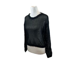 Ladies‎ Orange Kiss Essentials Brand Black Open Knit Sweater Size Medium